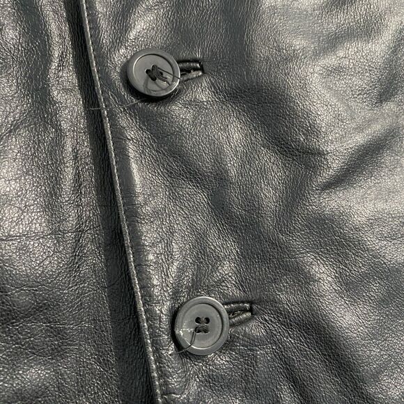 Vintage Wilson’s Men’s Size M Black Leather Jacket Button Front Grunge Punk - Picture 3 of 12